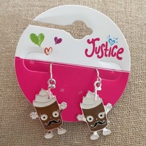 Justice Mustached Frappe Dangly Earrings 🥤